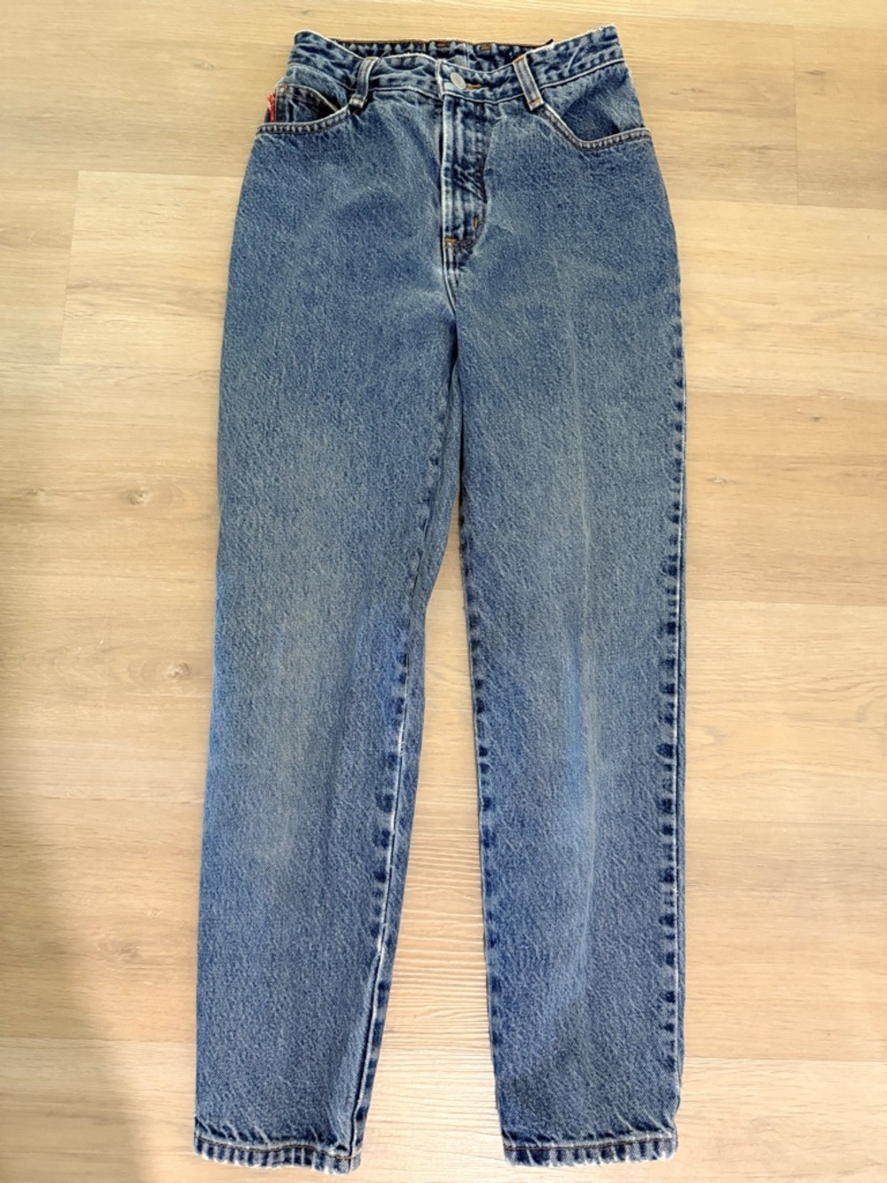 Bongo Vintage High Rise Slim Jeans Distressed Medium Wash 100% Cotton